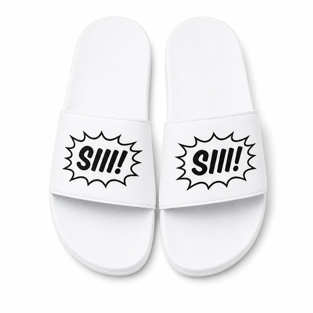 SIII! Slippers in wit, voorkant